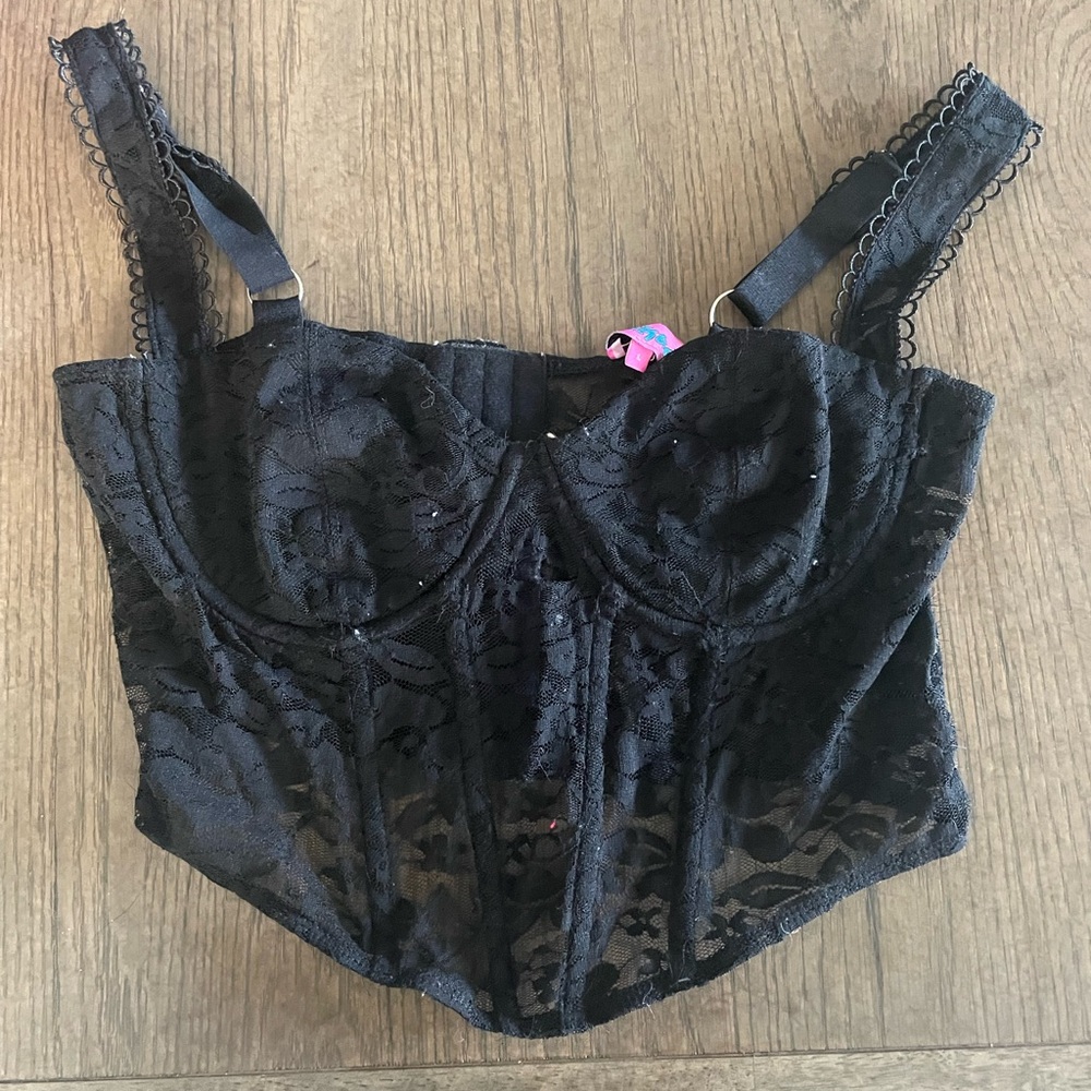 Edikted black lace corset top size 8/L